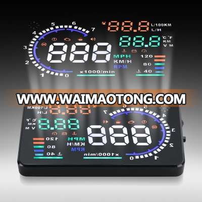 2015 A8 HUD new design 5.5" car HUD head up display overspeed wanring speedometer OBD II